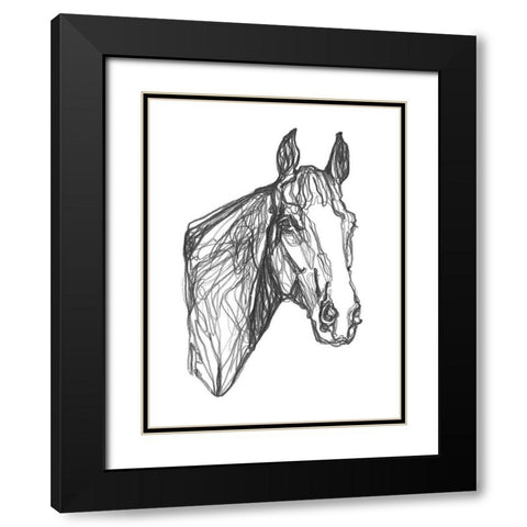 Equine Contour I Black Modern Wood Framed Art Print with Double Matting by Scarvey, Emma