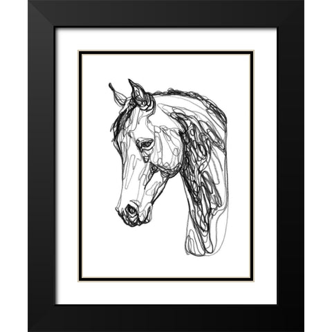 Equine Contour II Black Modern Wood Framed Art Print with Double Matting by Scarvey, Emma