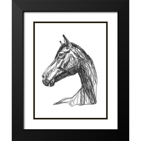 Equine Contour IV Black Modern Wood Framed Art Print with Double Matting by Scarvey, Emma