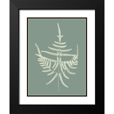 Ferns on Sage I Black Modern Wood Framed Art Print with Double Matting by Vision Studio