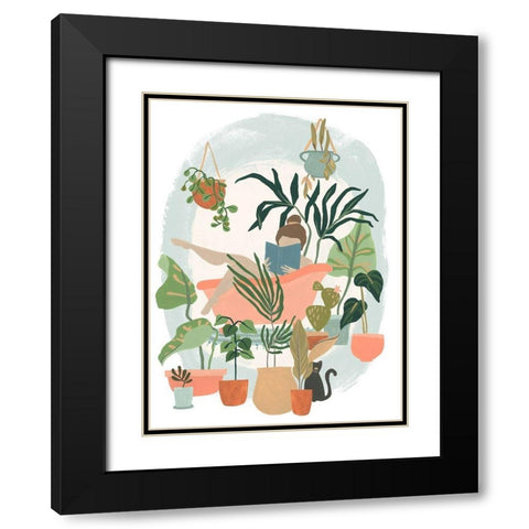 Plant Lady Bath I Black Modern Wood Framed Art Print with Double Matting by Vess, June Erica