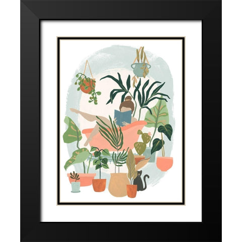 Plant Lady Bath I Black Modern Wood Framed Art Print with Double Matting by Vess, June Erica