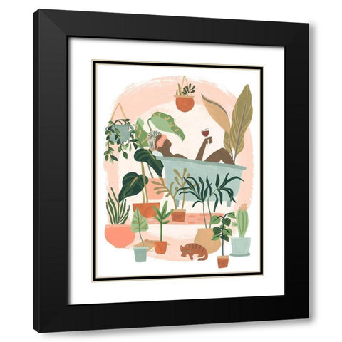 Plant Lady Bath II Black Modern Wood Framed Art Print with Double Matting by Vess, June Erica