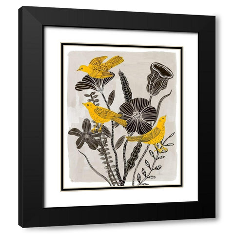 Birds in My Garden I Black Modern Wood Framed Art Print with Double Matting by Wang, Melissa