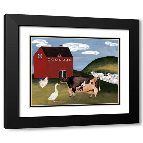 Red Cottage I Black Modern Wood Framed Art Print with Double Matting by Wang, Melissa
