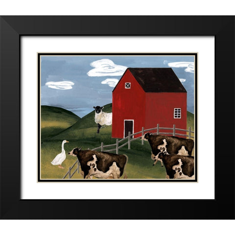 Red Cottage II Black Modern Wood Framed Art Print with Double Matting by Wang, Melissa