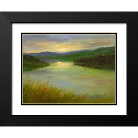 Still Waters at Sunset Black Modern Wood Framed Art Print with Double Matting by Finch, Sheila