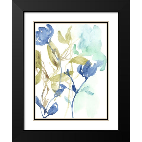 Cobalt and Olive Bouquet I Black Modern Wood Framed Art Print with Double Matting by Goldberger, Jennifer