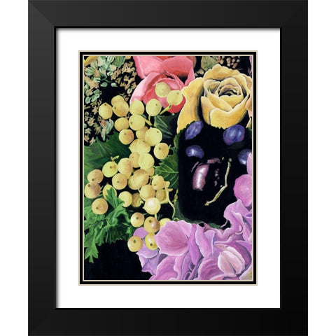 Floral on Black I Black Modern Wood Framed Art Print with Double Matting by Wang, Melissa