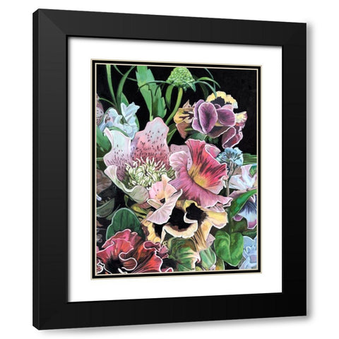 Floral Crop II Black Modern Wood Framed Art Print with Double Matting by Wang, Melissa