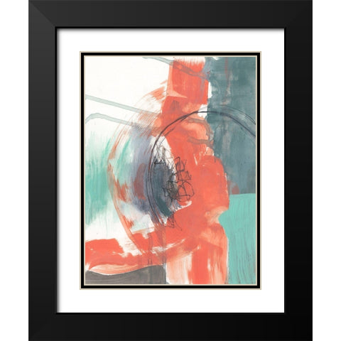 Juxtaposed Coral I Black Modern Wood Framed Art Print with Double Matting by Goldberger, Jennifer