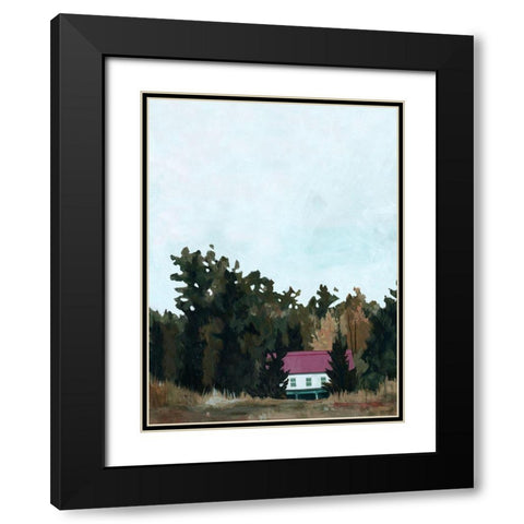 Forest Cottage I Black Modern Wood Framed Art Print with Double Matting by Scarvey, Emma