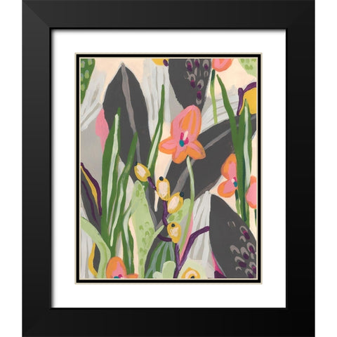 Vibrant Ladyslippers I Black Modern Wood Framed Art Print with Double Matting by Vess, June Erica