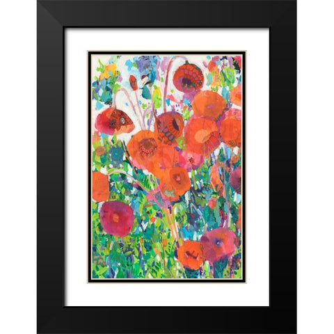 Vivid Poppy Collage I Black Modern Wood Framed Art Print with Double Matting by Grim, Tara Funk