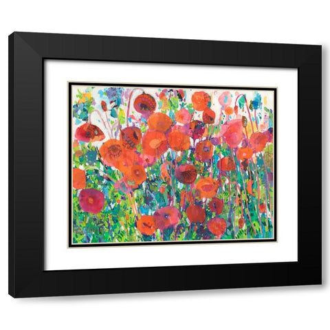 Vivid Poppy Collage III Black Modern Wood Framed Art Print with Double Matting by Grim, Tara Funk