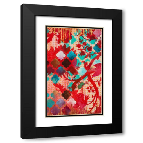 Red and Teal Gilded Age II Black Modern Wood Framed Art Print with Double Matting by Robinson, Heather