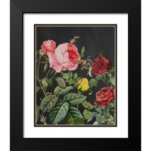 Redoutes Bouquet I Black Modern Wood Framed Art Print with Double Matting by Redoute, Pierre