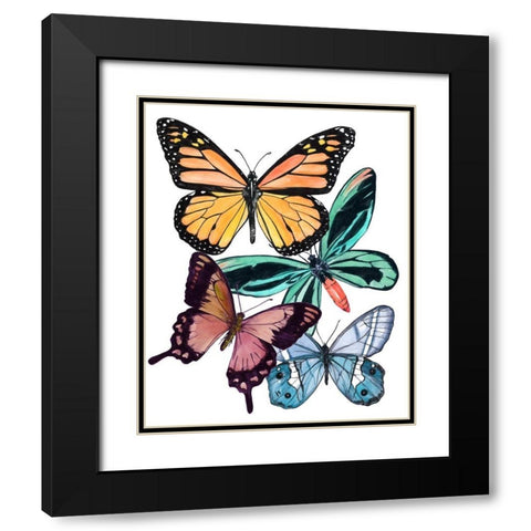 Butterfly Swatches I Black Modern Wood Framed Art Print with Double Matting by Wang, Melissa