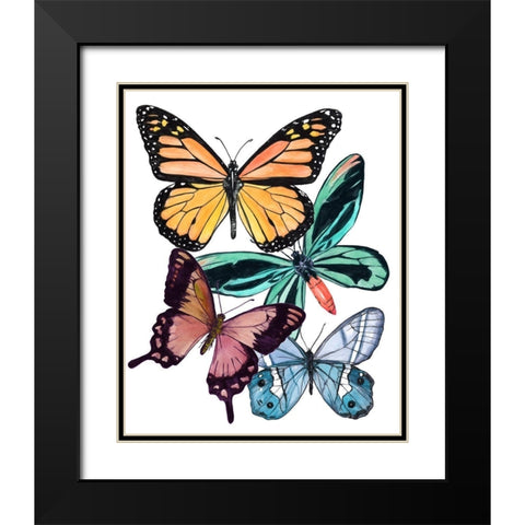 Butterfly Swatches I Black Modern Wood Framed Art Print with Double Matting by Wang, Melissa