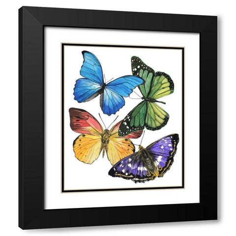 Butterfly Swatches II Black Modern Wood Framed Art Print with Double Matting by Wang, Melissa