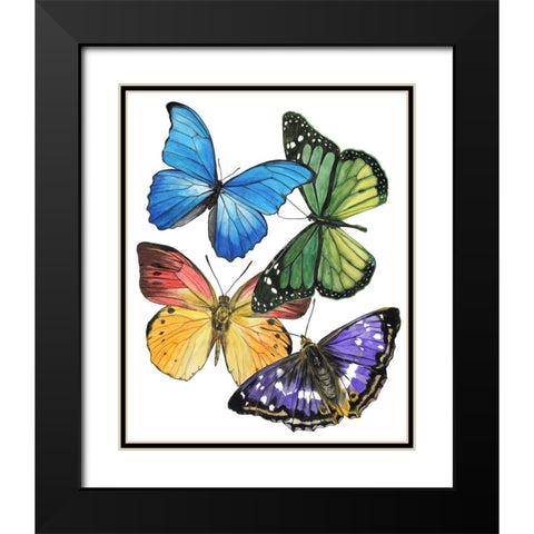 Butterfly Swatches II Black Modern Wood Framed Art Print with Double Matting by Wang, Melissa