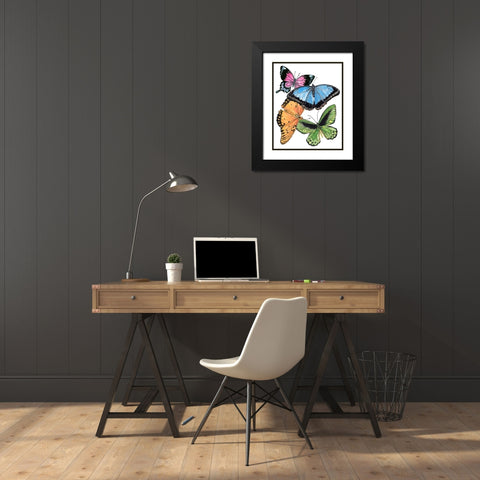 Butterfly Swatches III Black Modern Wood Framed Art Print with Double Matting by Wang, Melissa