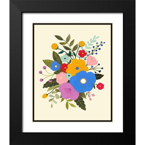 Primary Blooms II Black Modern Wood Framed Art Print with Double Matting by Borges, Victoria