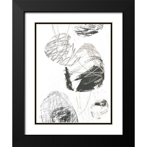 Scribble Stones I Black Modern Wood Framed Art Print with Double Matting by Vess, June Erica