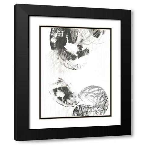 Scribble Stones III Black Modern Wood Framed Art Print with Double Matting by Vess, June Erica