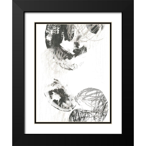 Scribble Stones III Black Modern Wood Framed Art Print with Double Matting by Vess, June Erica
