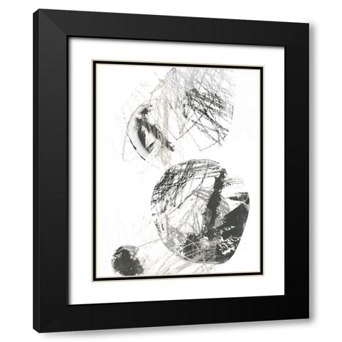 Scribble Stones IV Black Modern Wood Framed Art Print with Double Matting by Vess, June Erica