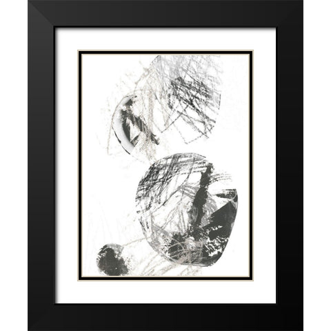 Scribble Stones IV Black Modern Wood Framed Art Print with Double Matting by Vess, June Erica