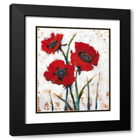 Red Poppy Fresco I Black Modern Wood Framed Art Print with Double Matting by OToole, Tim