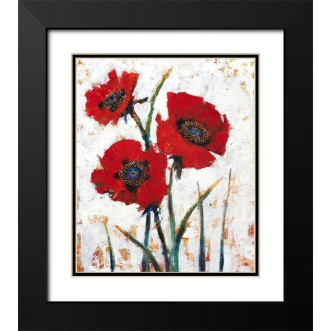 Red Poppy Fresco I Black Modern Wood Framed Art Print with Double Matting by OToole, Tim