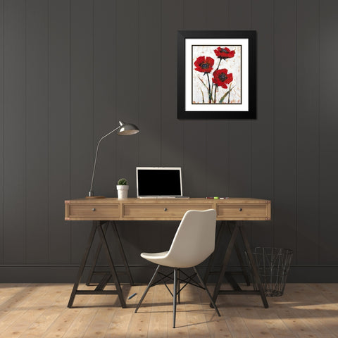 Red Poppy Fresco II Black Modern Wood Framed Art Print with Double Matting by OToole, Tim