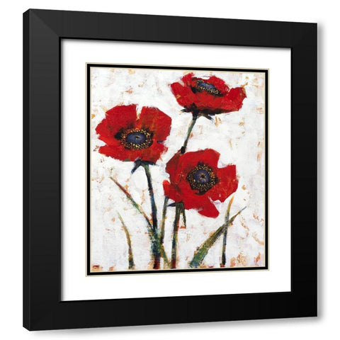 Red Poppy Fresco II Black Modern Wood Framed Art Print with Double Matting by OToole, Tim