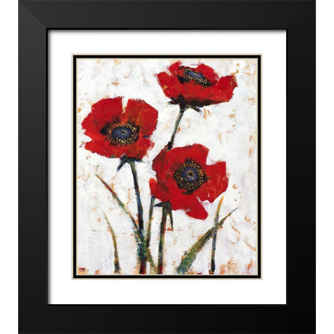 Red Poppy Fresco II Black Modern Wood Framed Art Print with Double Matting by OToole, Tim