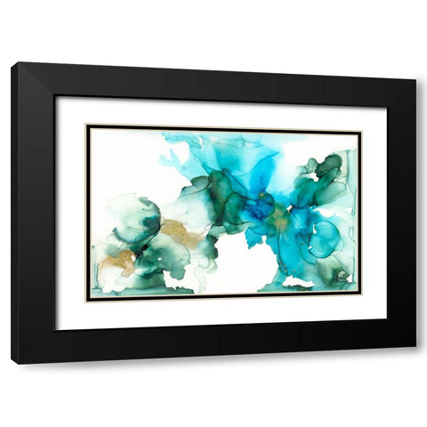 AqBloom II Black Modern Wood Framed Art Print with Double Matting by Goldberger, Jennifer