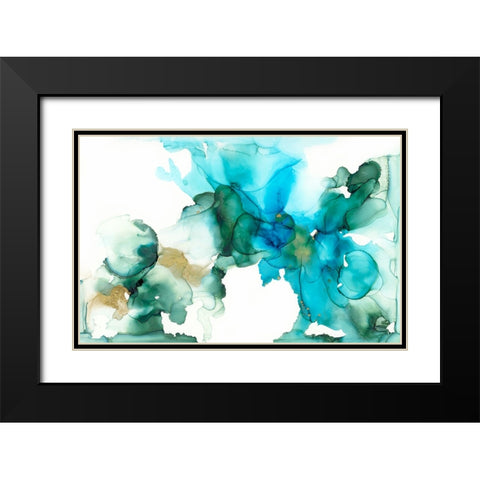 AqBloom II Black Modern Wood Framed Art Print with Double Matting by Goldberger, Jennifer