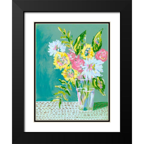 Pastel Blossoms I Black Modern Wood Framed Art Print with Double Matting by Moore, Regina