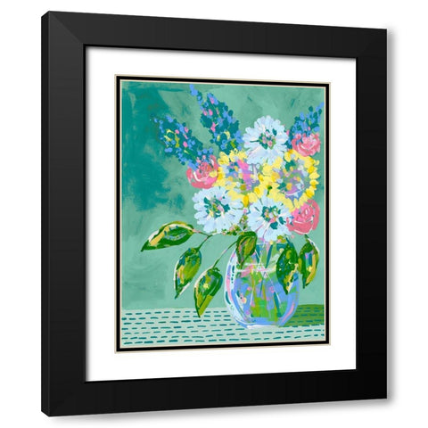 Pastel Blossoms II Black Modern Wood Framed Art Print with Double Matting by Moore, Regina