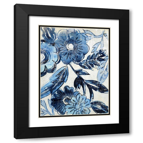 Indigo Porcelain I Black Modern Wood Framed Art Print with Double Matting by Zarris, Chariklia