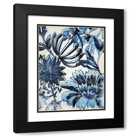 Indigo Porcelain II Black Modern Wood Framed Art Print with Double Matting by Zarris, Chariklia