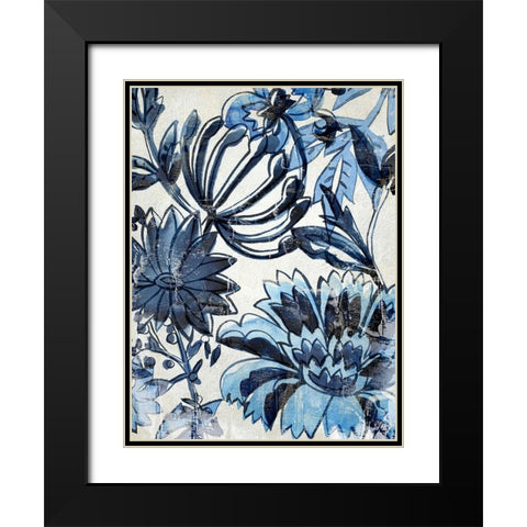 Indigo Porcelain II Black Modern Wood Framed Art Print with Double Matting by Zarris, Chariklia