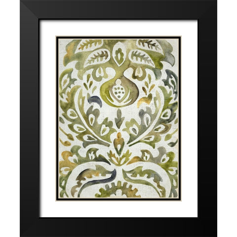 Verdant Damask I Black Modern Wood Framed Art Print with Double Matting by Zarris, Chariklia