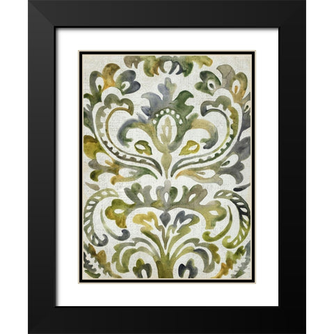 Verdant Damask II Black Modern Wood Framed Art Print with Double Matting by Zarris, Chariklia