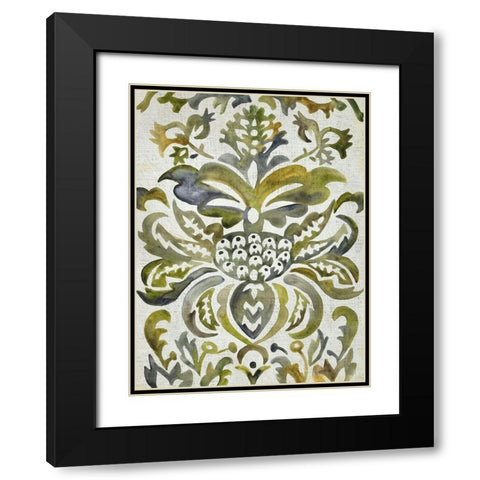 Verdant Damask IV Black Modern Wood Framed Art Print with Double Matting by Zarris, Chariklia