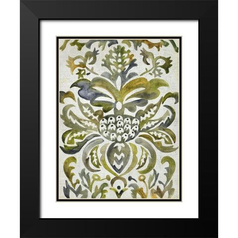 Verdant Damask IV Black Modern Wood Framed Art Print with Double Matting by Zarris, Chariklia