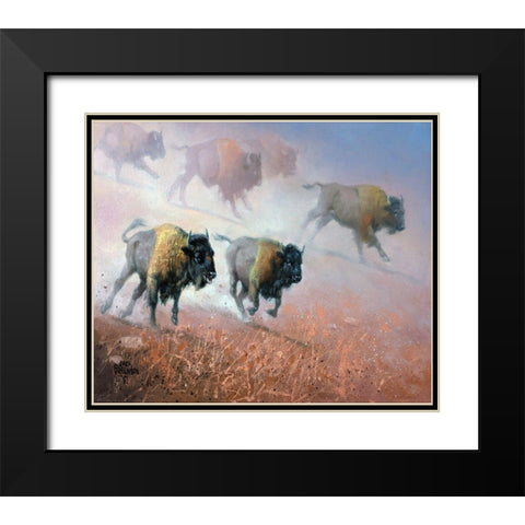 Plains Thunder Black Modern Wood Framed Art Print with Double Matting by Sorenson, Jack