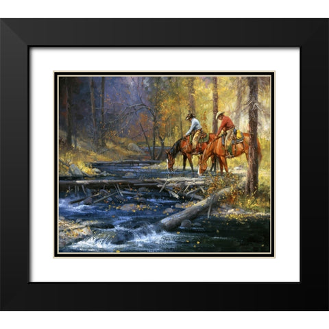 Cold Water and Falling Leaves Black Modern Wood Framed Art Print with Double Matting by Sorenson, Jack